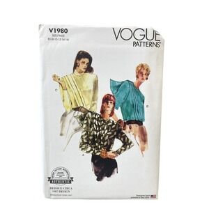Vogue Patterns V1980 Blouses B5 (8-10-12-14-16) 1980s Vintage Retro